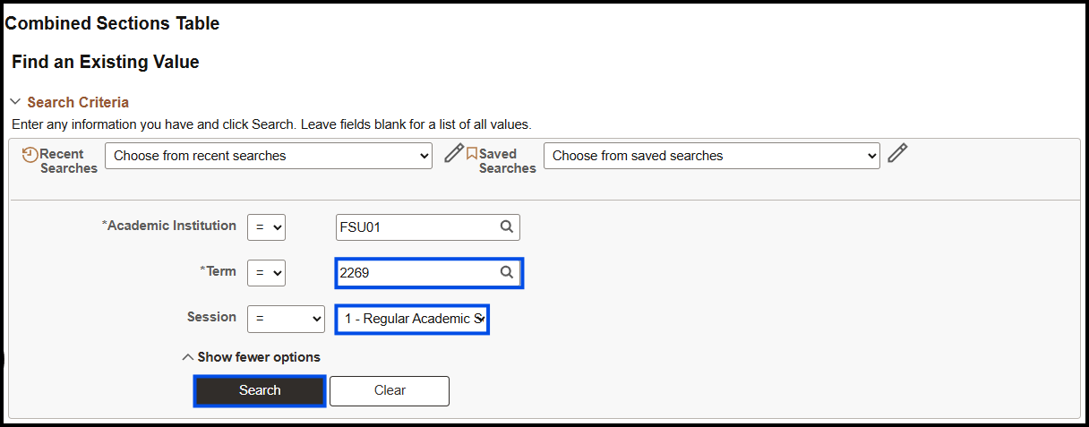 "Combined Sections Table-Find an Existing Value-Term and Session Filters"