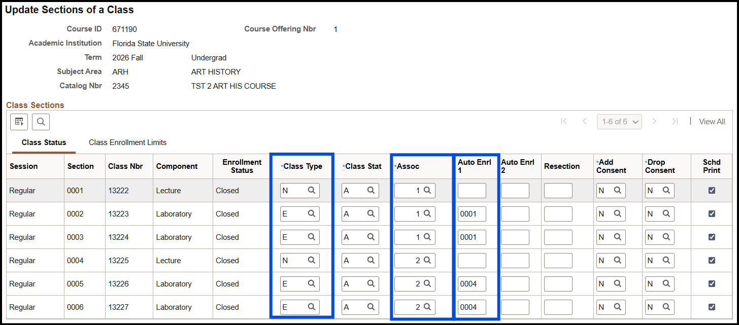"Update Sections of a Class-Class Type+Assoc+Auto Enrl 1 Columns"